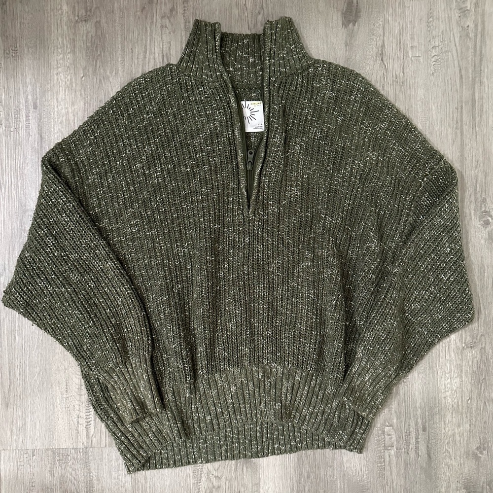 Offline Olive chunky Green Knit Sweater Sz L